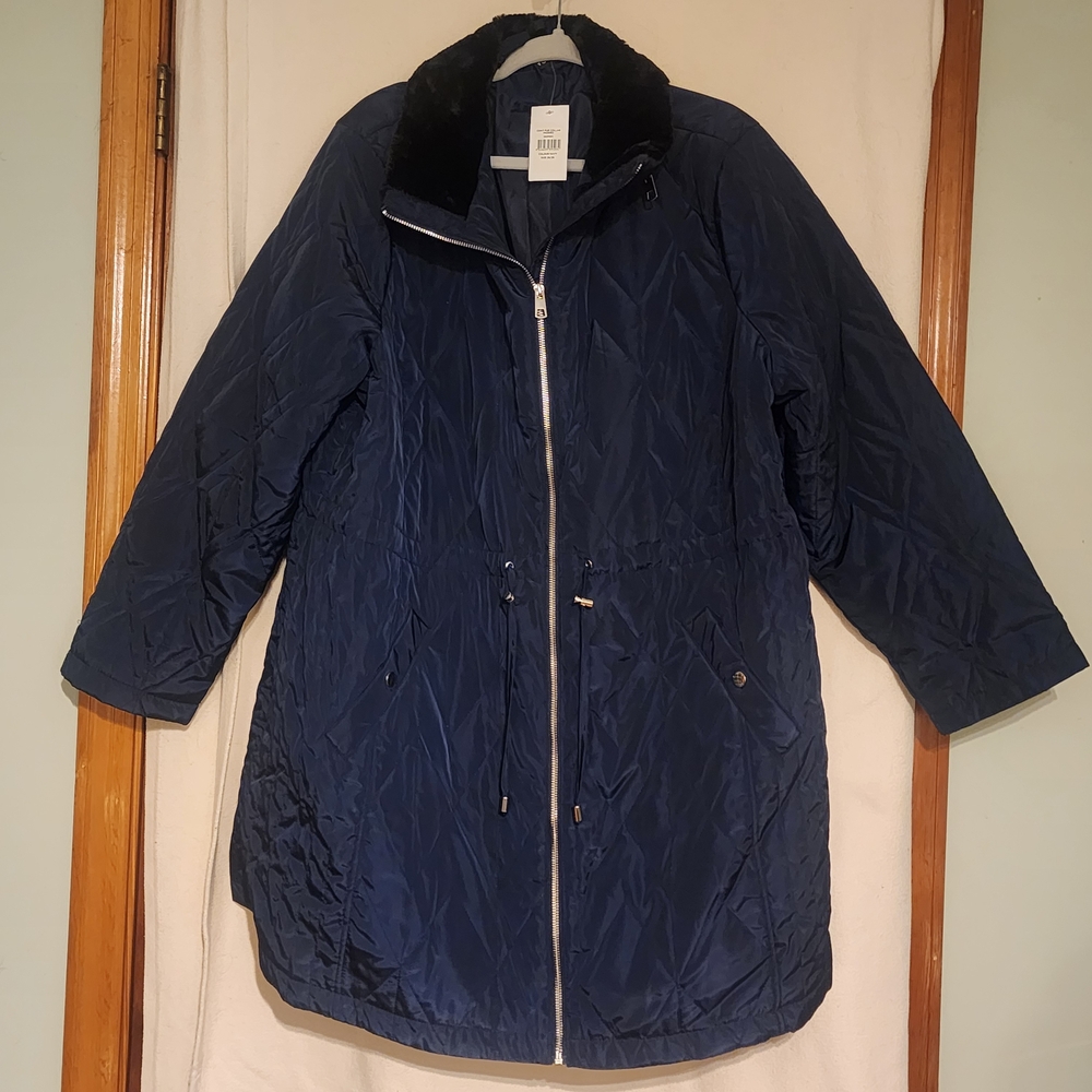 EVANS WOMENS PLUS SIZE  Dark Blue Puffer Jacket